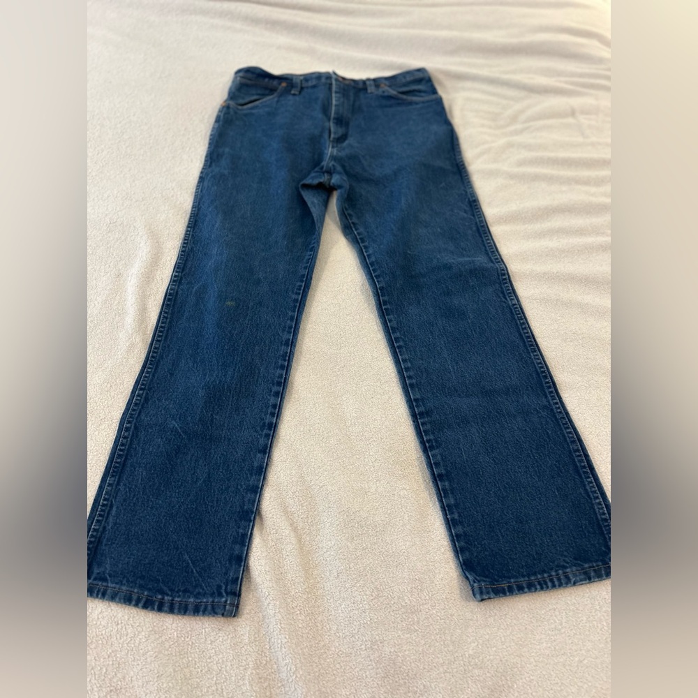 Wrangler Vintage Men’s 36x34 Blue Denim Jeans Straight Leg Western USA Style